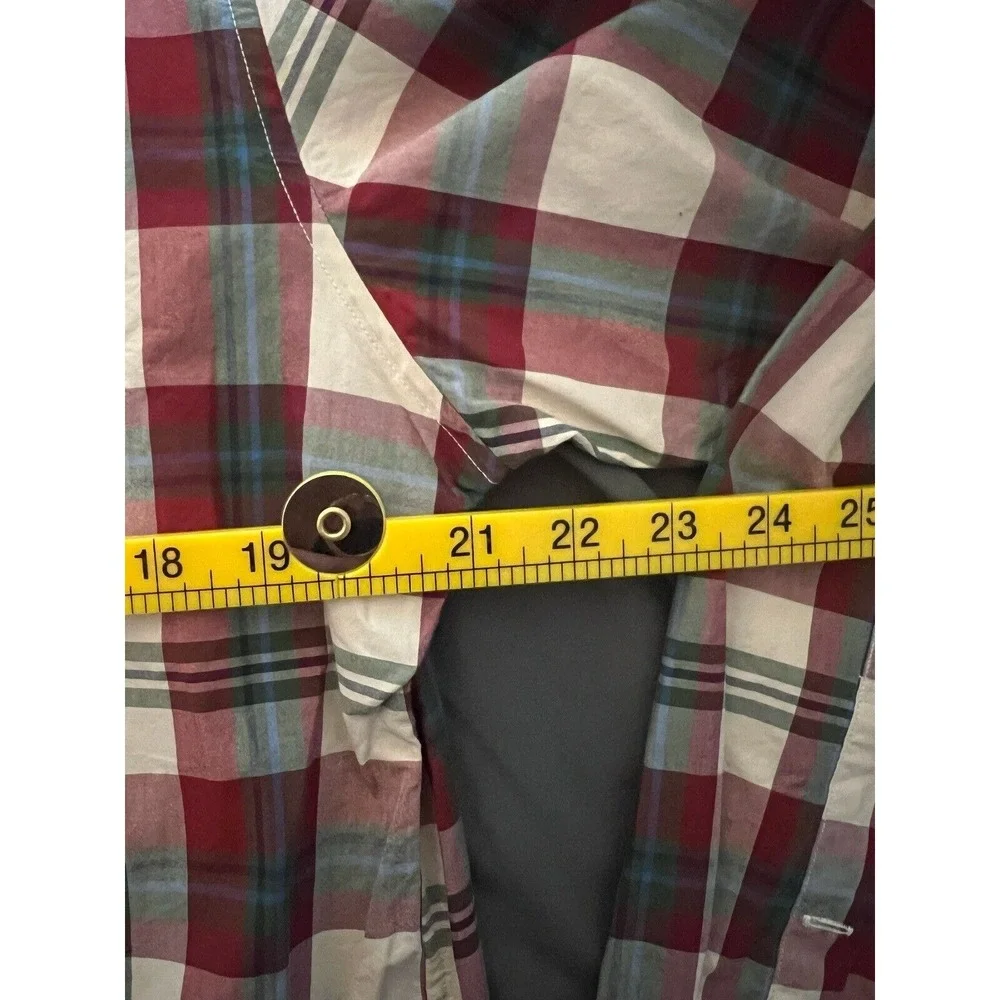 J Crew Men's Button Down Shirt L Red‎ Blue Black White Plaid 100% Cotton